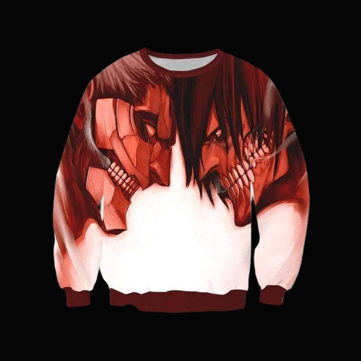 Attack On Titan Sweater ? Armored Titan Versus Eren Yeager Titan 3D Printed Sweater ? Usalast