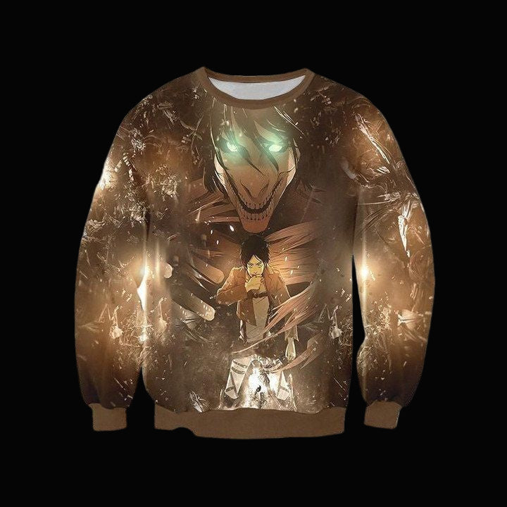 Attack On Titan Sweater ? Eren Yeager Transforming Into Full Titan 3D Printed Sweater ? Usalast