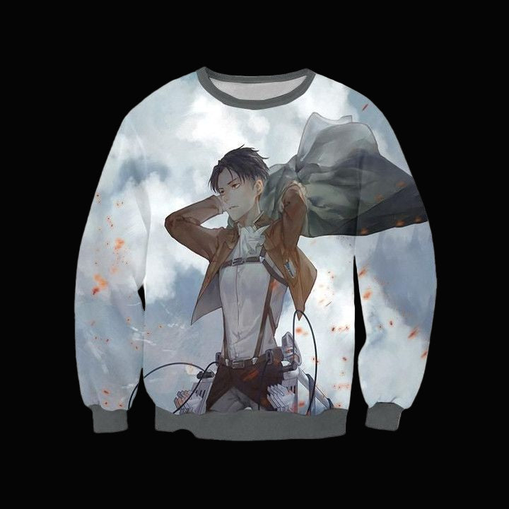Attack On Titan Sweater ? Levi In Scout Regiment Uniform 3D Printed Sweater ? Usalast