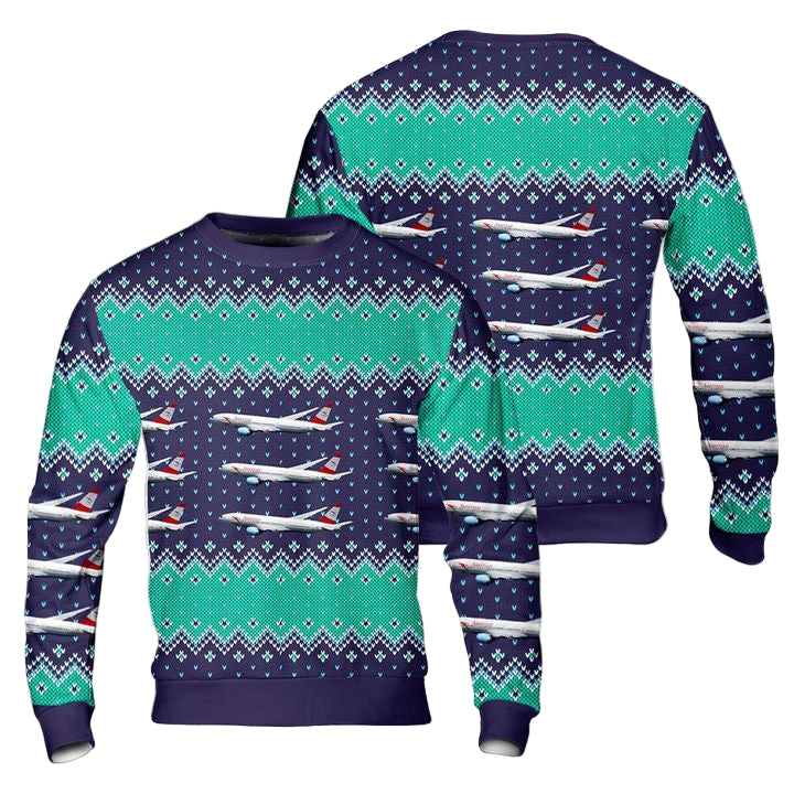 Austrian Airlines Boeing 777-2Z9 ER AOP Ugly Christmas Sweater ? Usalast