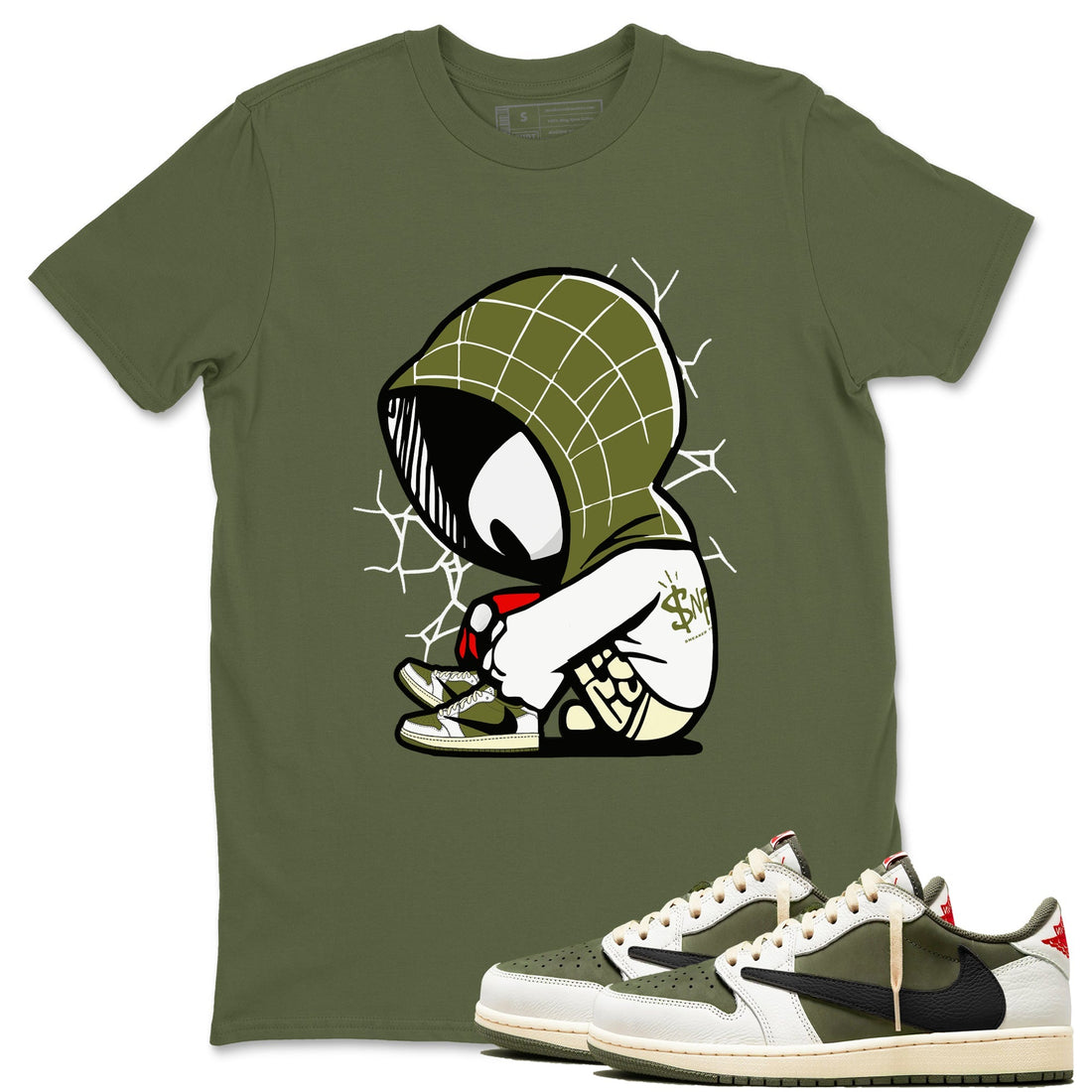 Baby Spider Sneaker Tees - Air Jordan 1 Travis Scott Medium Olive