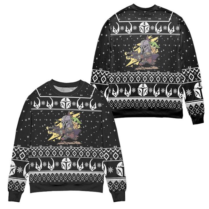 Baby Yoda Boba Fett Fire A Gun Star Wars Ugly Christmas Sweater ? Usalast