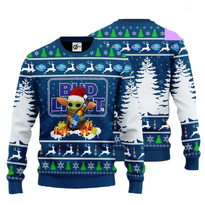 Baby Yoda Love Bud Light Beer Bud Beer Xmas 3d Ugly Christmas Sweater ? Usalast