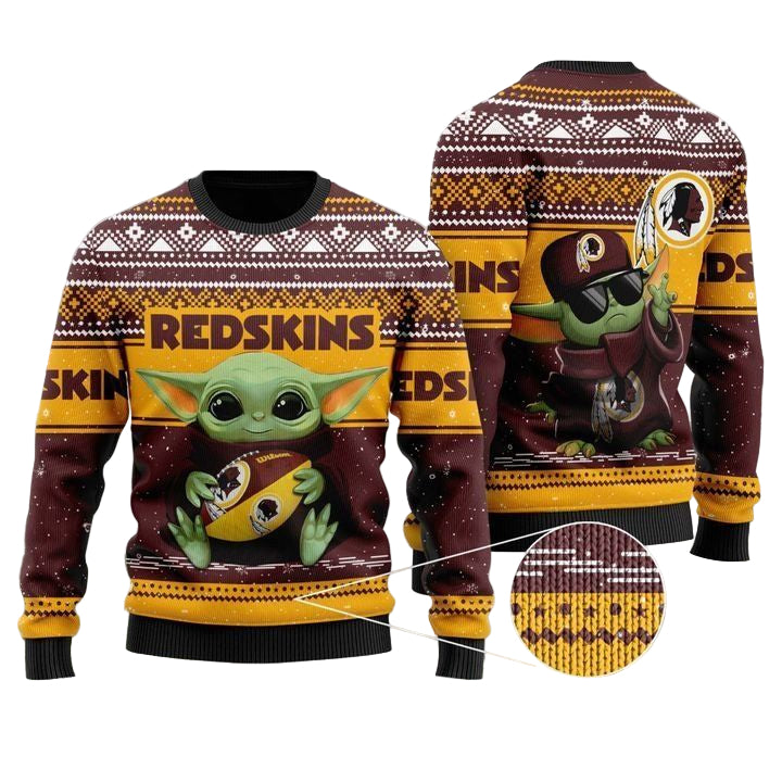 Baby Yoda Washington Redskins Ugly Christmas Sweater ? Usalast