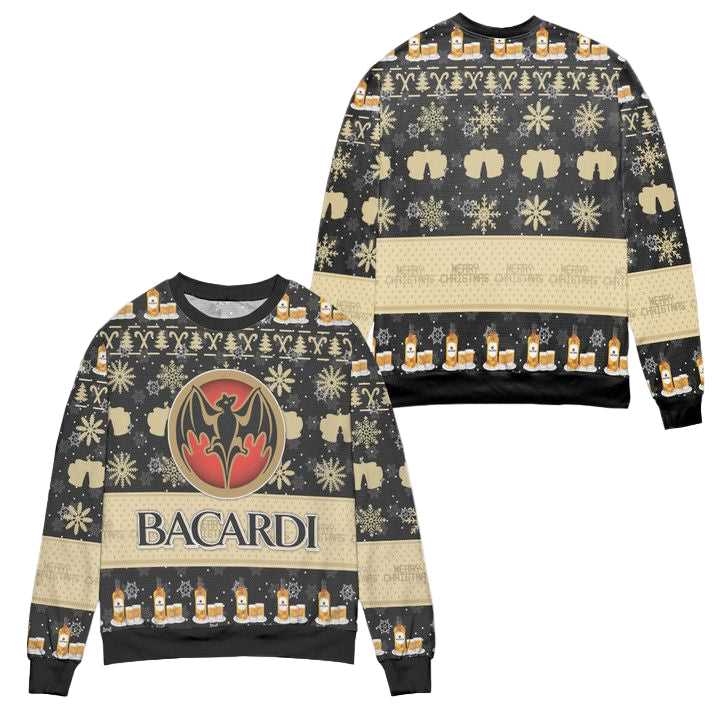 Bacardi Rum Snowflake Pattern Ugly Christmas Sweater ? Usalast