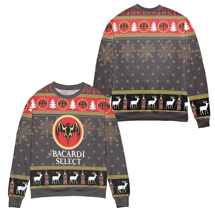 Bacardi Select Reindeer Snowflake Pattern Ugly Christmas Sweater ? Usalast