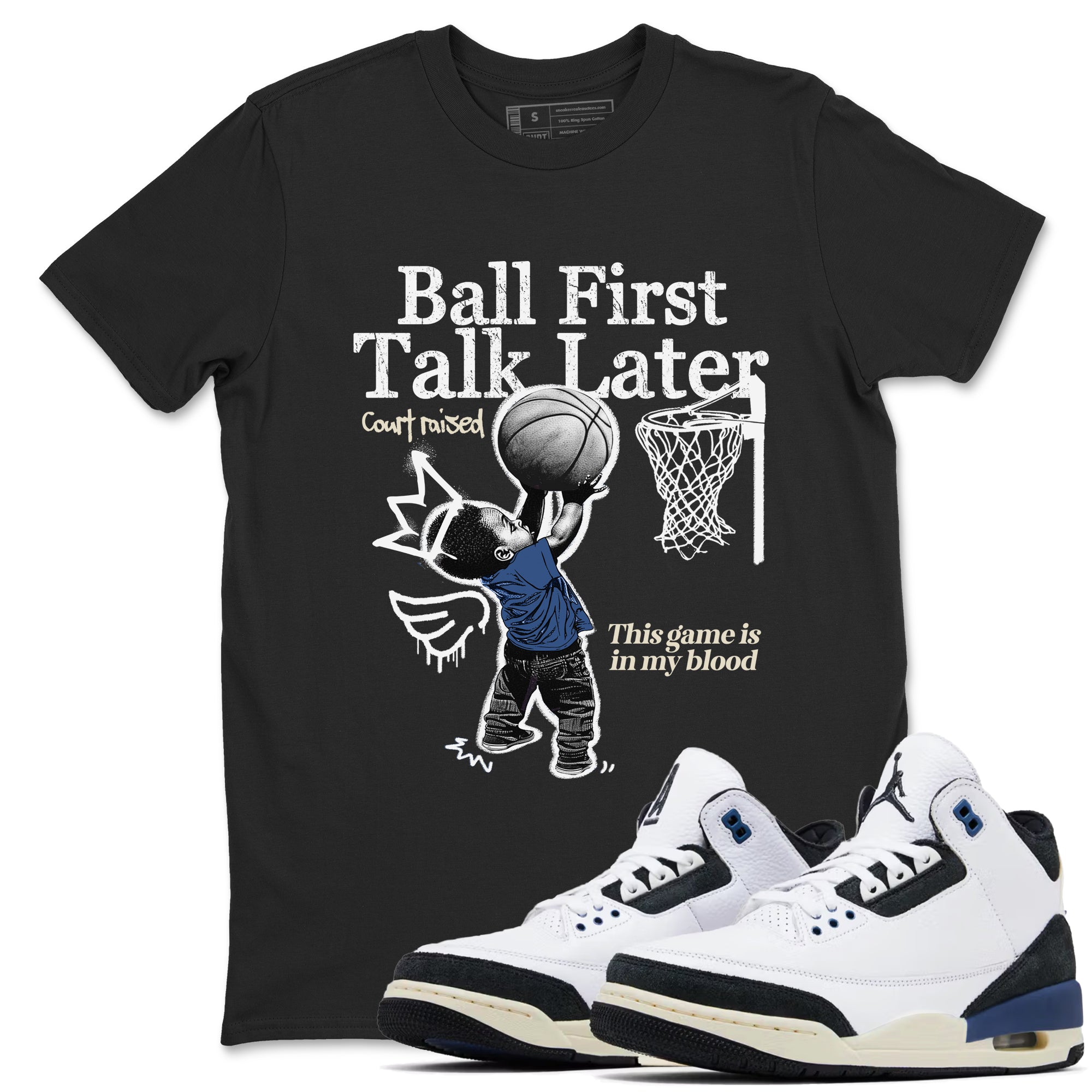 Ball First Talk Later Sneaker Tees - Air Jordan 3 A Ma Maniere x Diffused Blue