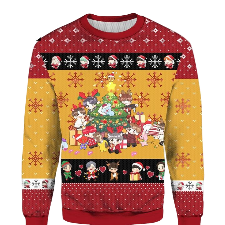Bangtan Boys Friends BTS Chibi Ugly Xmas 3D Sweater ? Usalast
