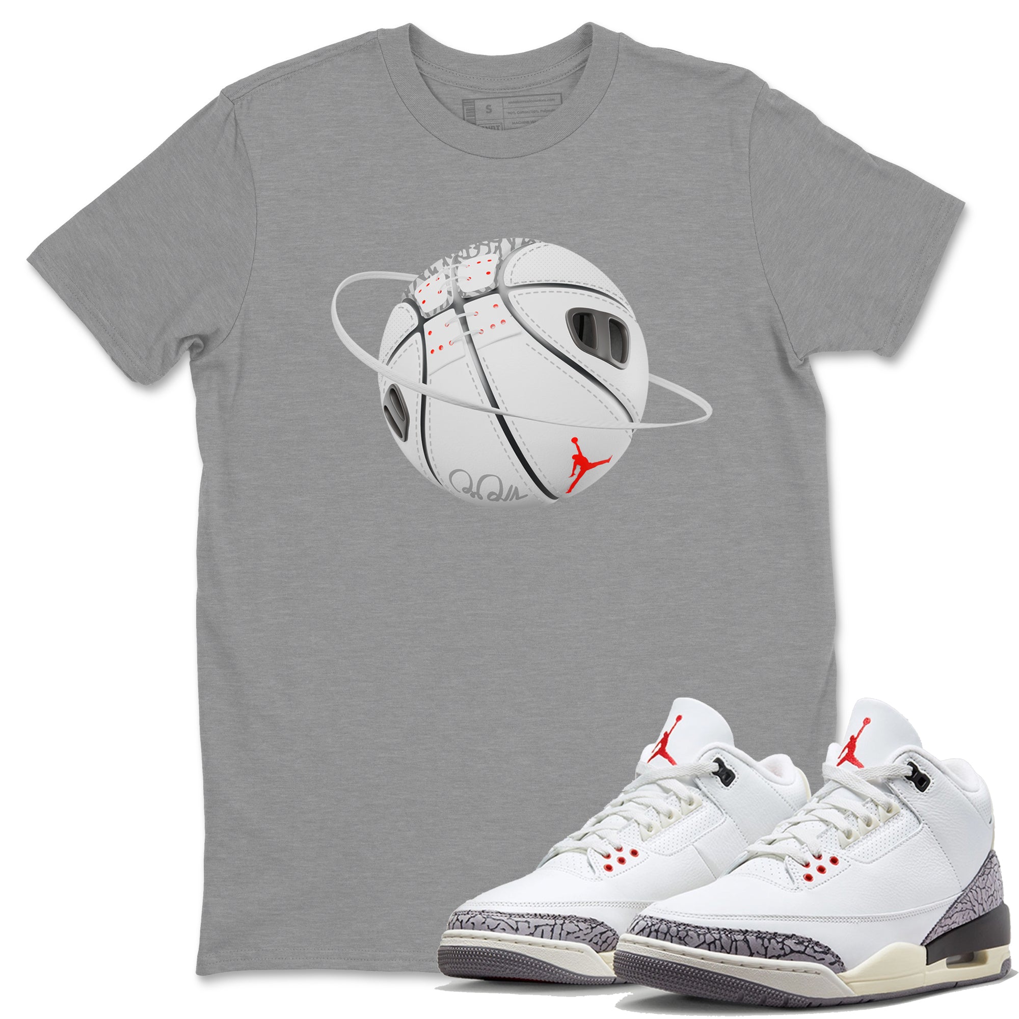 Basketball Planet Unisex Tops - Air Jordan 3 White Cement