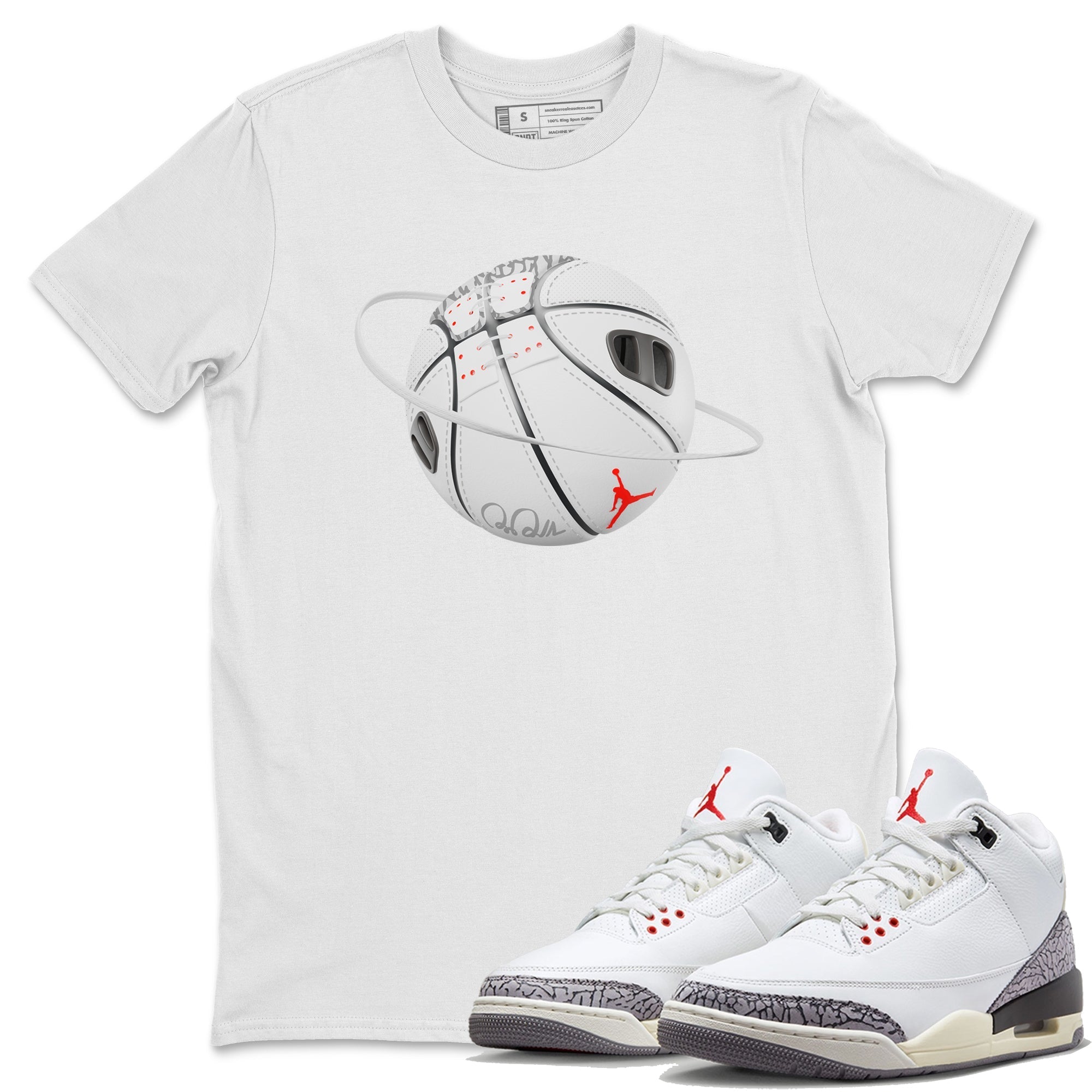 Basketball Planet Unisex Tops - Air Jordan 3 White Cement