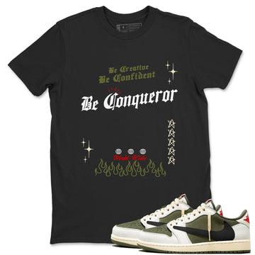 Be Conqueror Sneaker Tees - Air Jordan 1 Travis Scott Medium Olive
