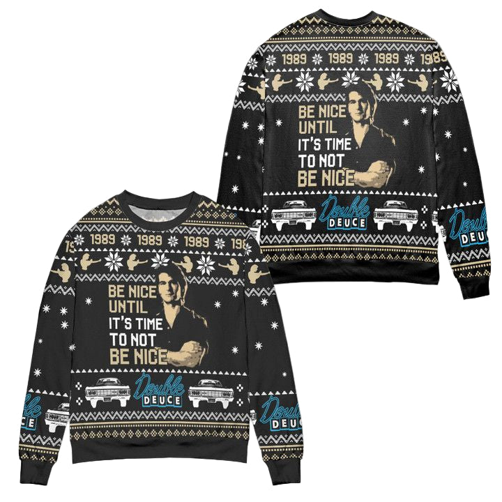 Be Nice James Dalton Is Back To Double Deuce Ugly Christmas Sweater ? Black ? Usalast