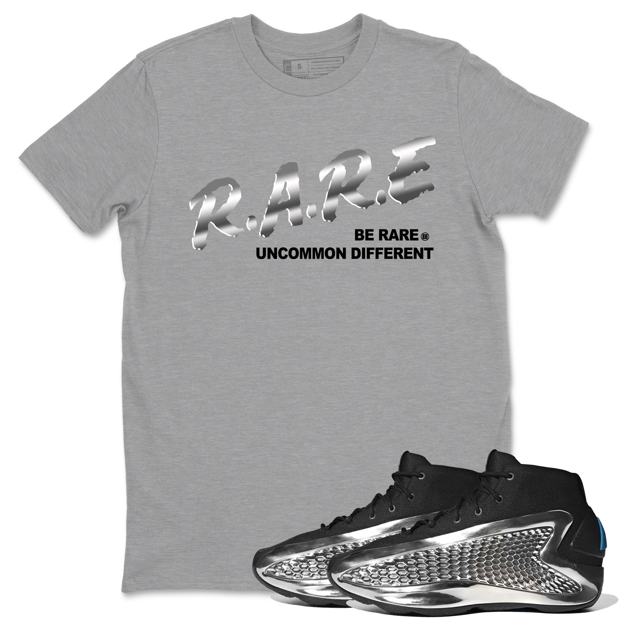 Be Rare Uncommon Different Sneaker Tees - AE 1 Silver Metallic