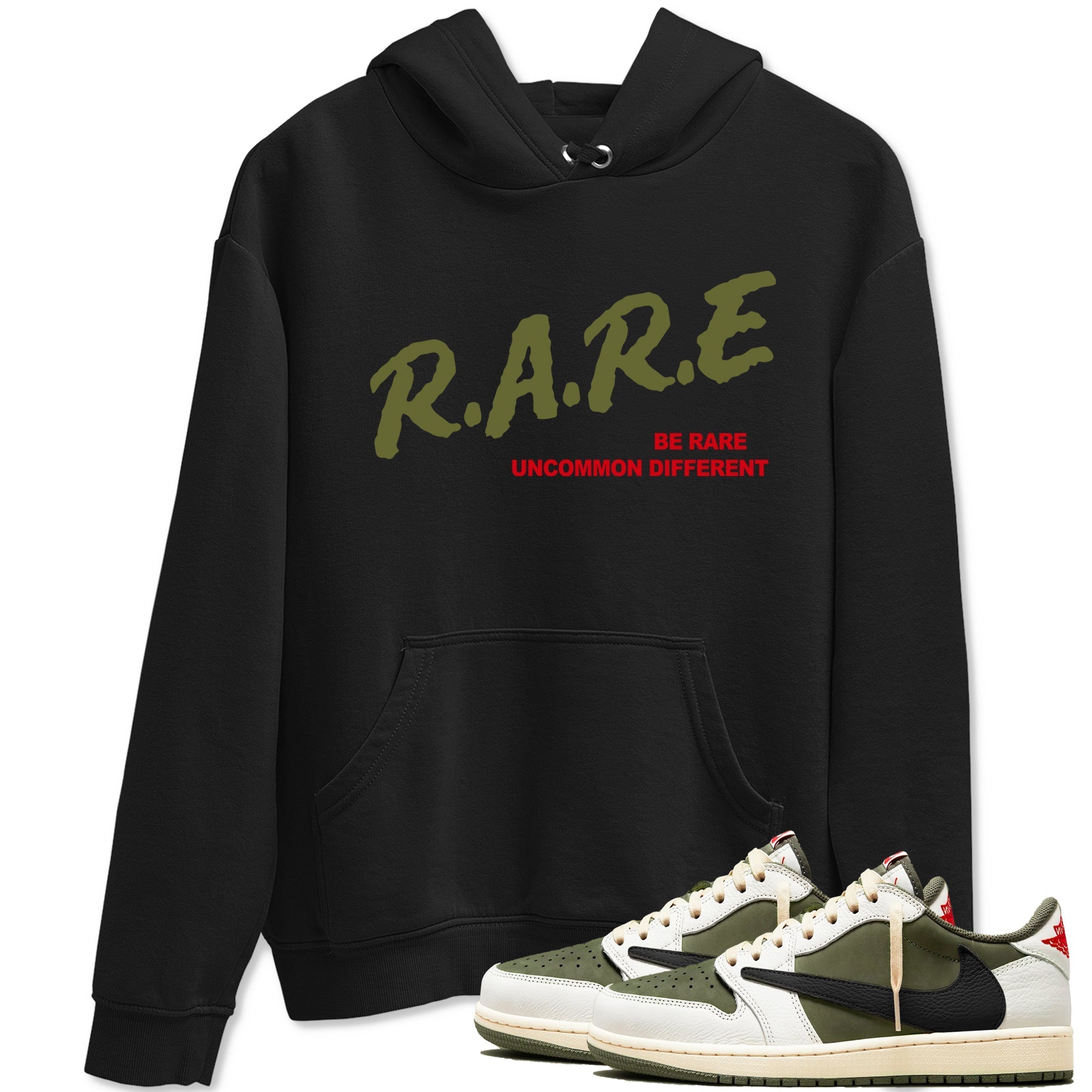 Be Rare Uncommon Different Sneaker Tees - Air Jordan 1 Travis Scott Medium Olive