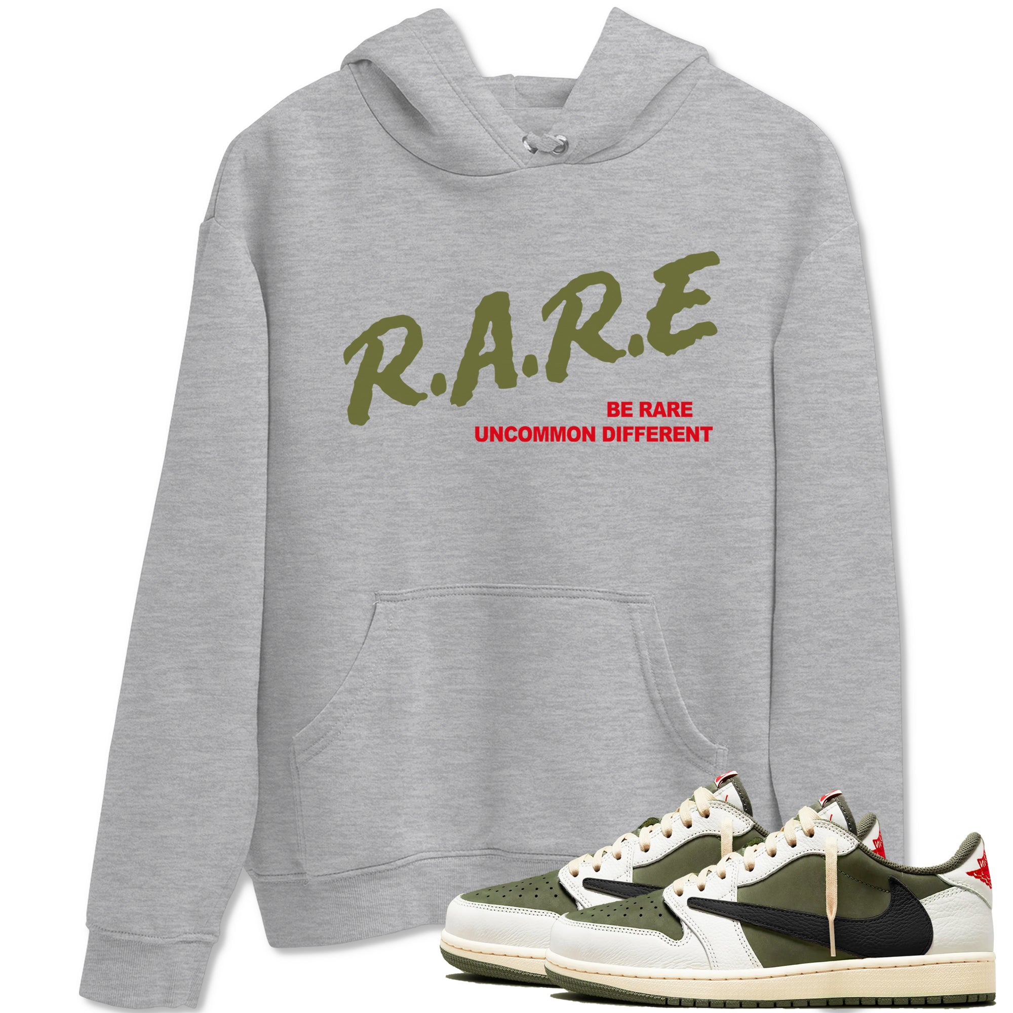 Be Rare Uncommon Different Sneaker Tees - Air Jordan 1 Travis Scott Medium Olive