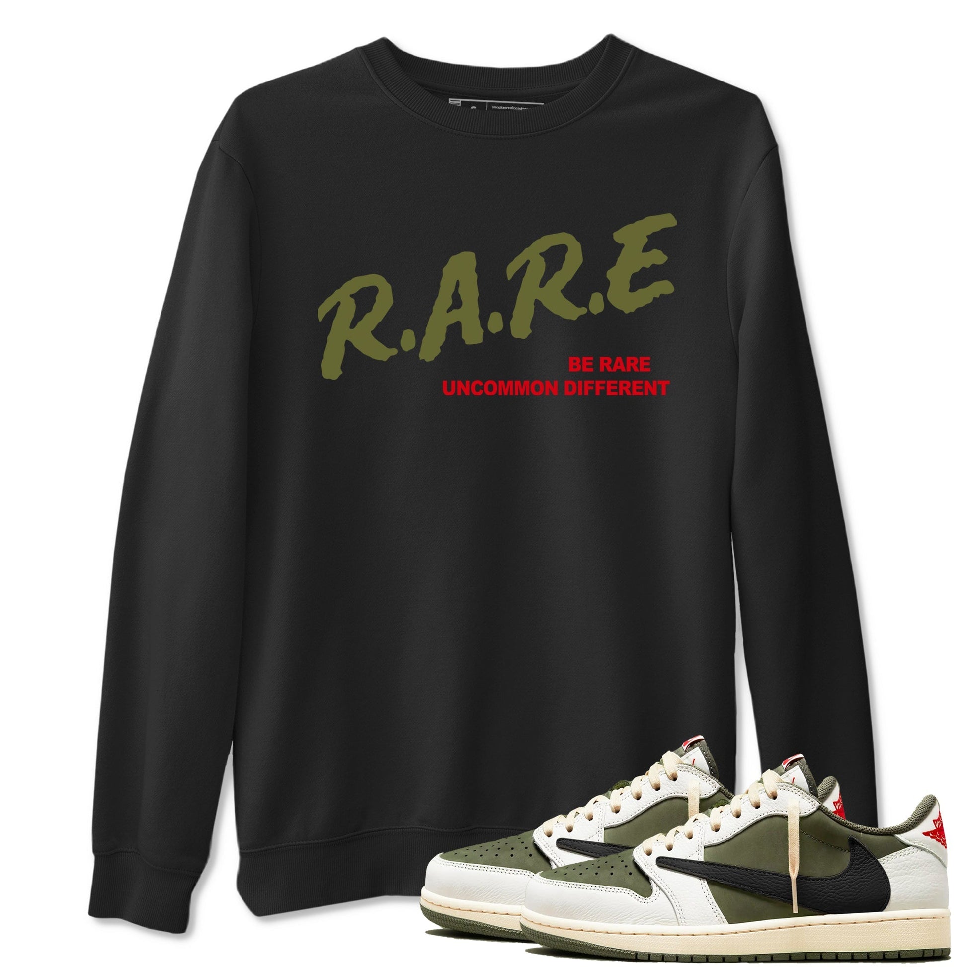 Be Rare Uncommon Different Sneaker Tees - Air Jordan 1 Travis Scott Medium Olive