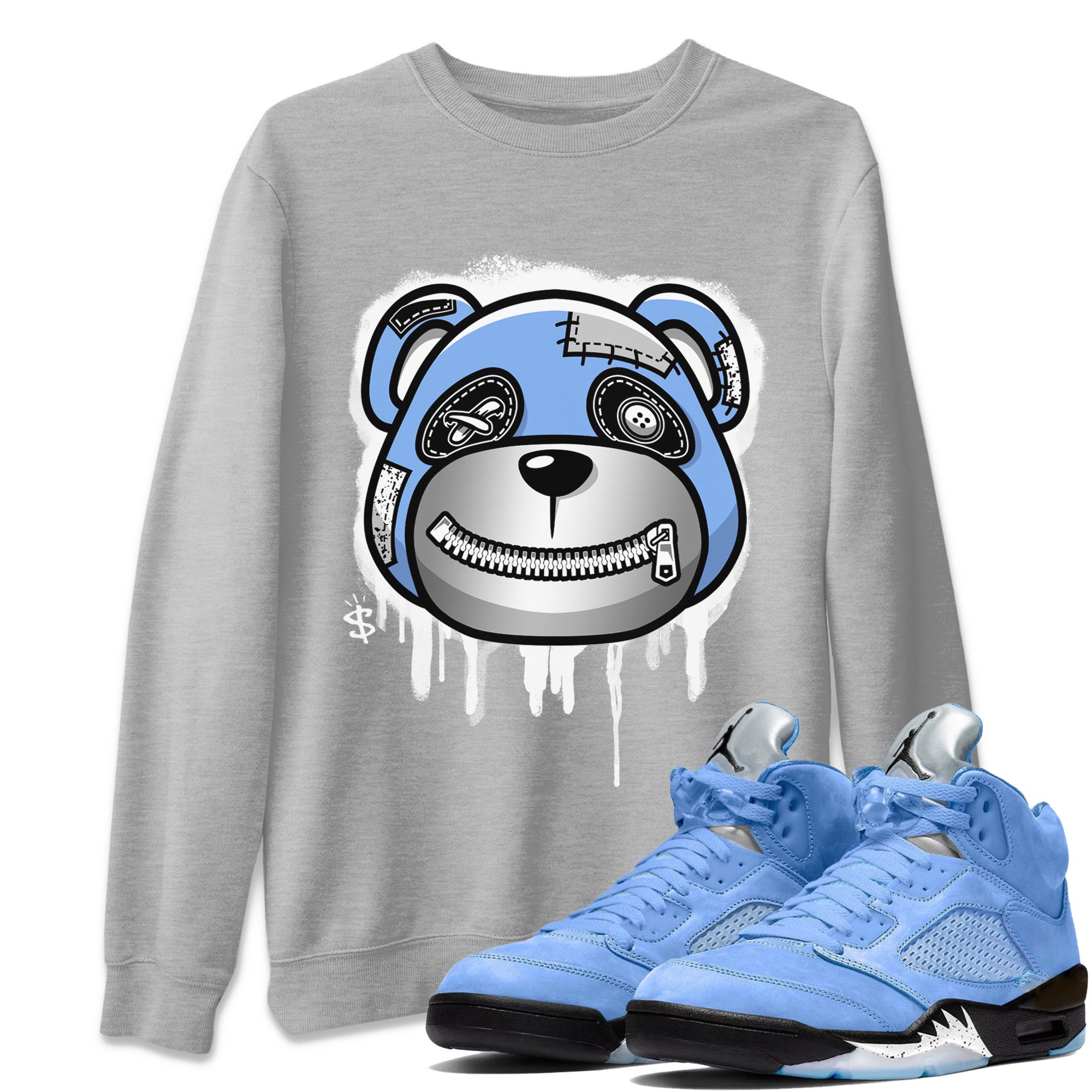 Bear Face Unisex Tops - Air Jordan 5 UNC