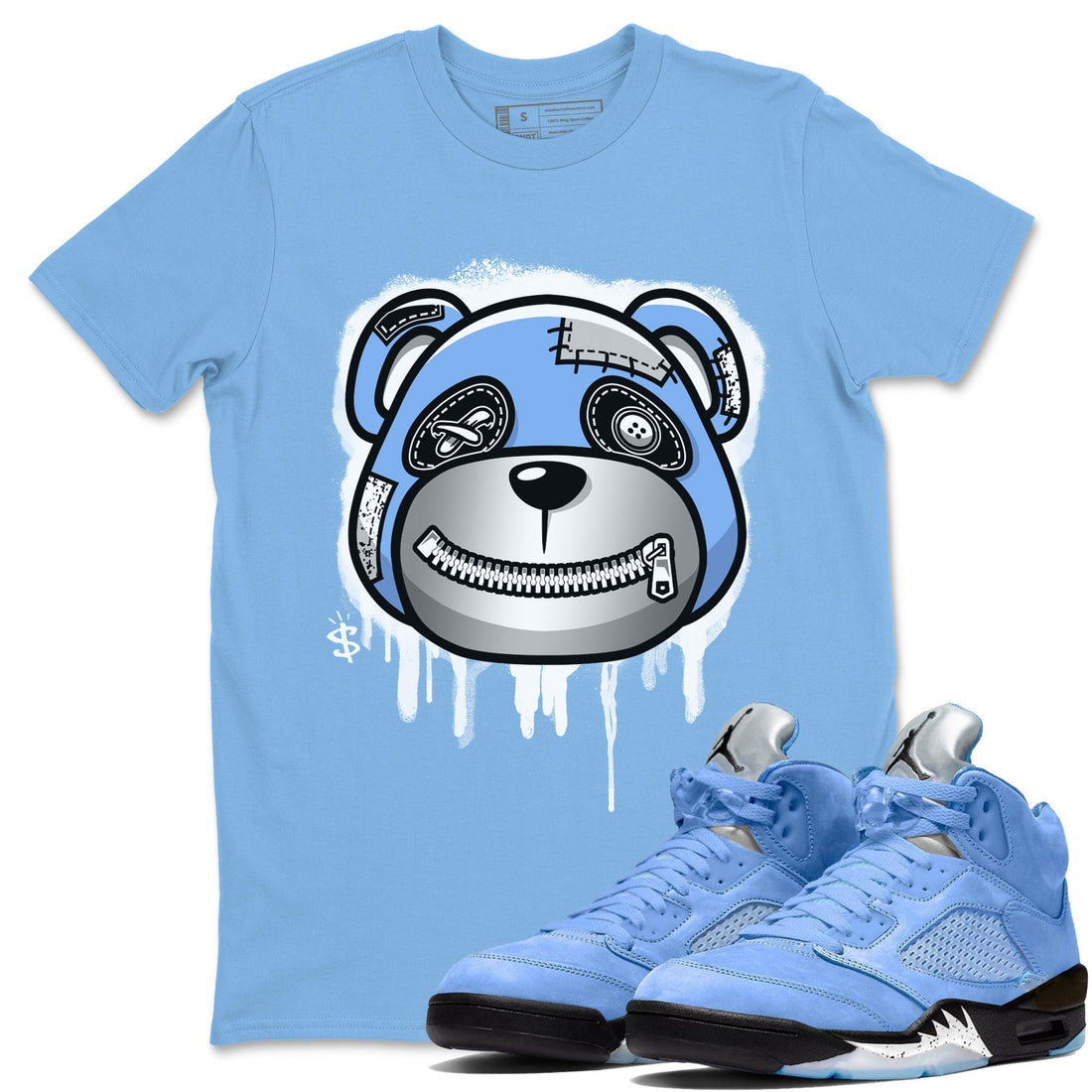 Bear Face Unisex Tops - Air Jordan 5 UNC