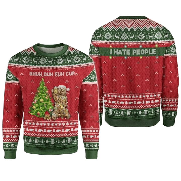 Bear With Beer I Hate People Ugly Christmas Sweater 2022 ? Usalast