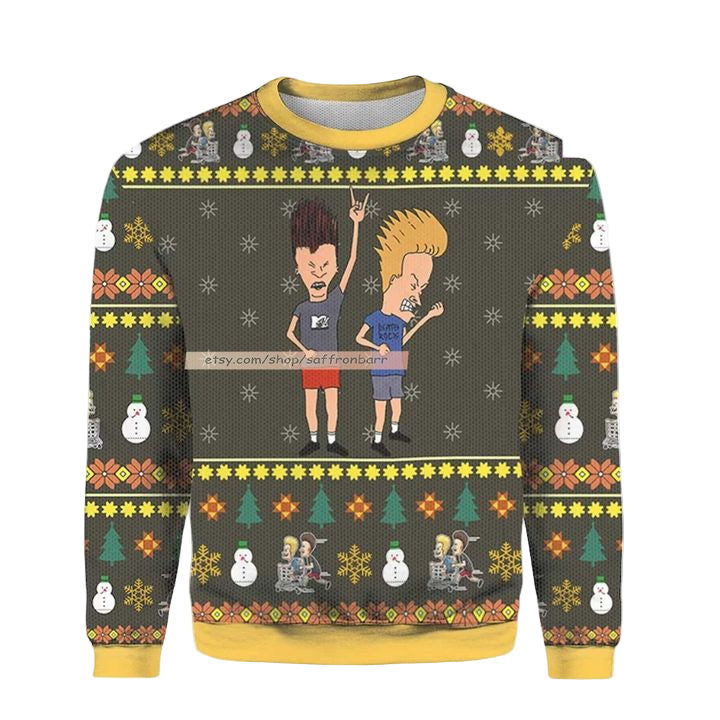 Beavis Butthead Xmas Rock 3d Ugly Christmas Sweater ? Usalast