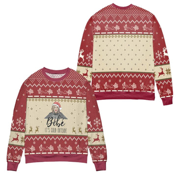 Bebe Its Cold Outside Schitts Creek Reindeer Snowflake Pattern Ugly Christmas Sweater ? Red ? Usalast