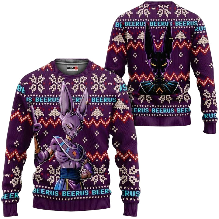 Beerus Ugly Christmas Sweater And 3D Hoodie Custom Dragon Ball ? Usalast