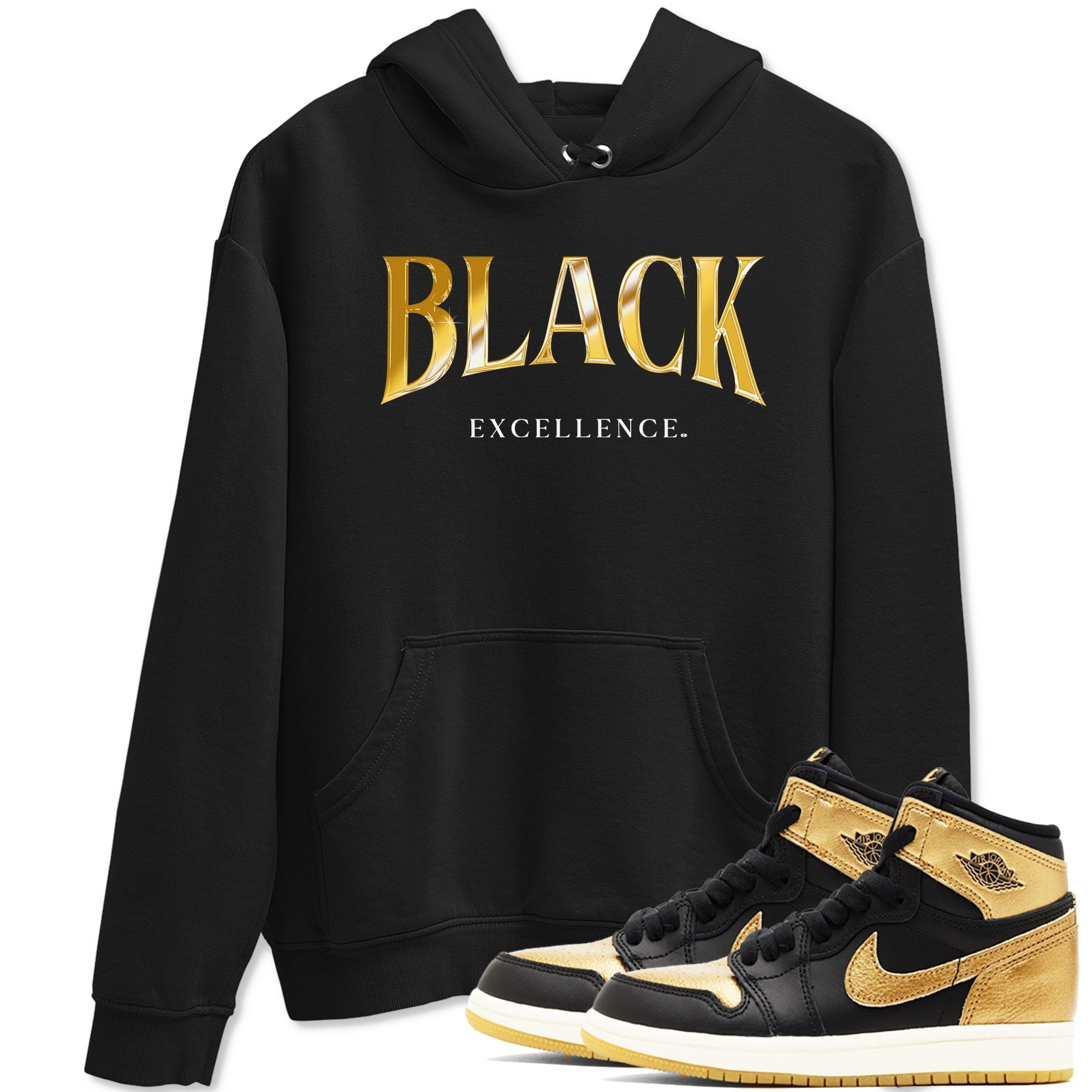 Black Excellence Sneaker Tees - Air Jordan 1 Black Metallic Gold