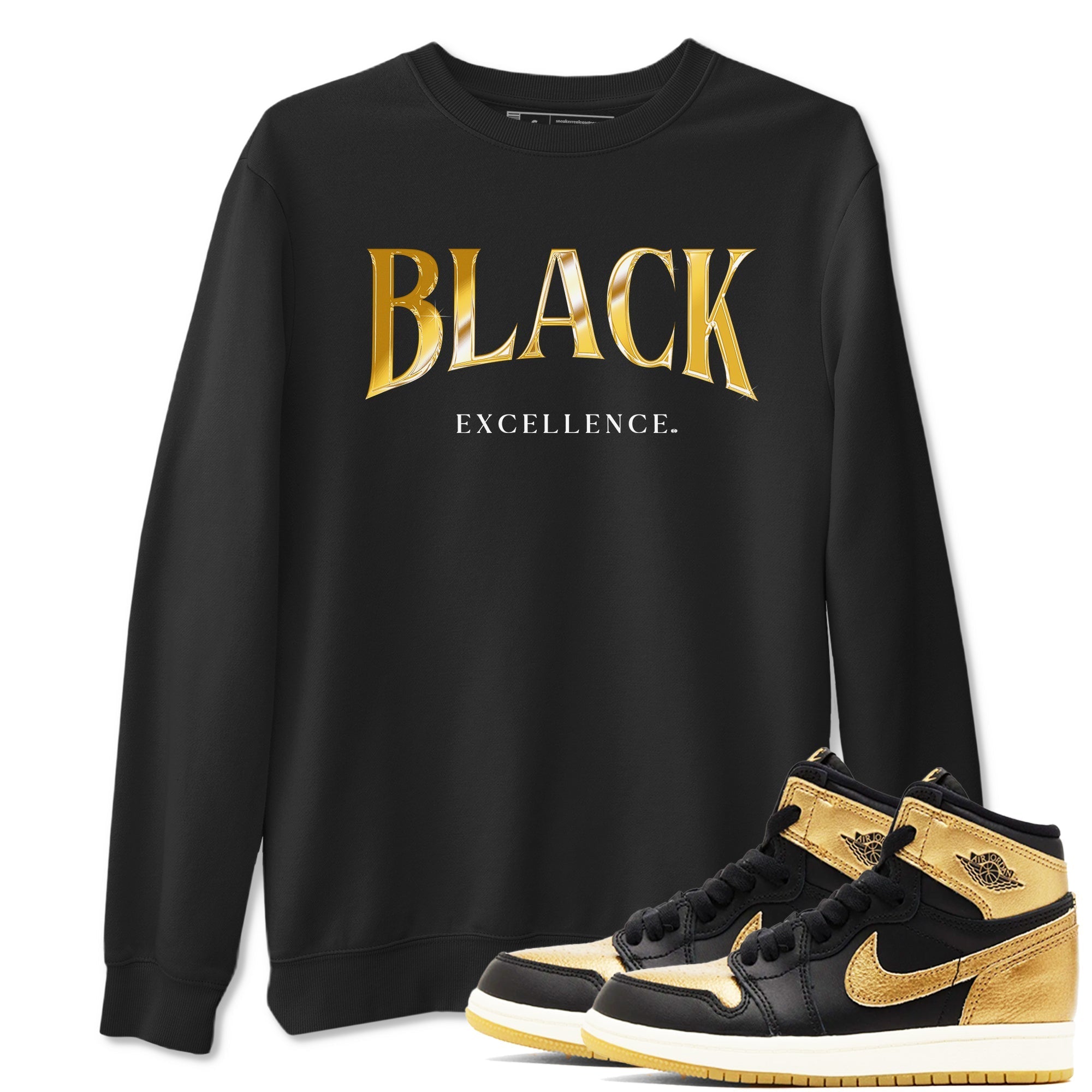 Black Excellence Sneaker Tees - Air Jordan 1 Black Metallic Gold