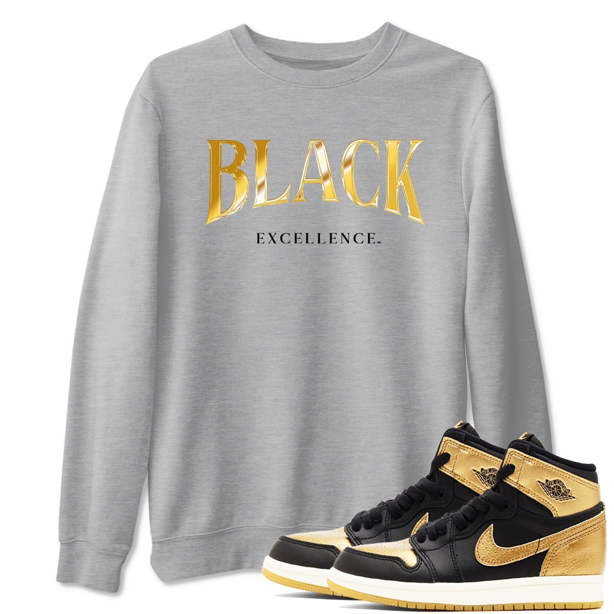 Black Excellence Sneaker Tees - Air Jordan 1 Black Metallic Gold