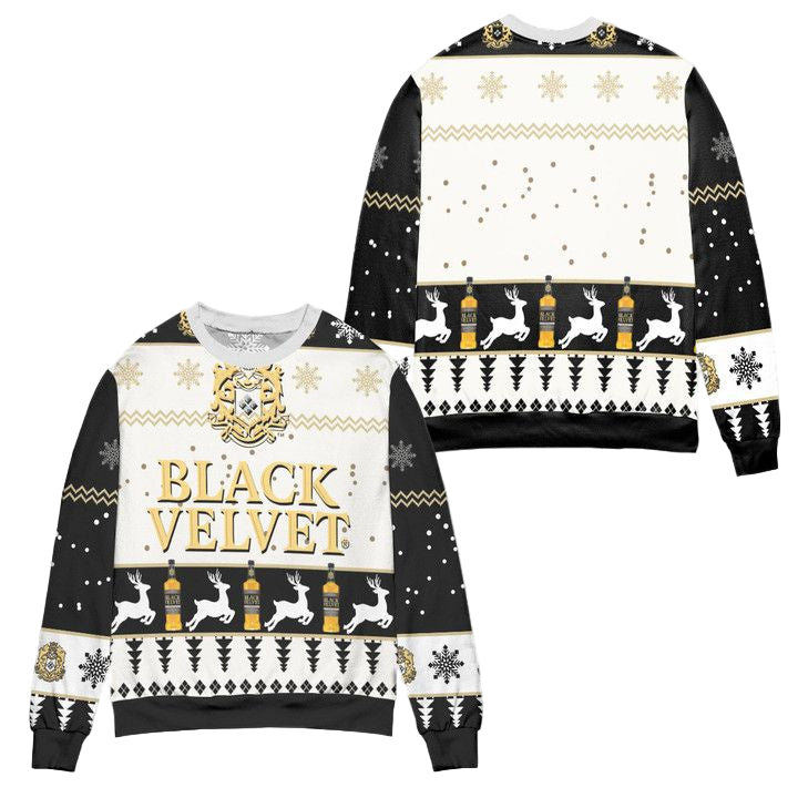 Black Velvet Canadian Whisky Logo Christmas Pattern Ugly Christmas Sweater ? Usalast