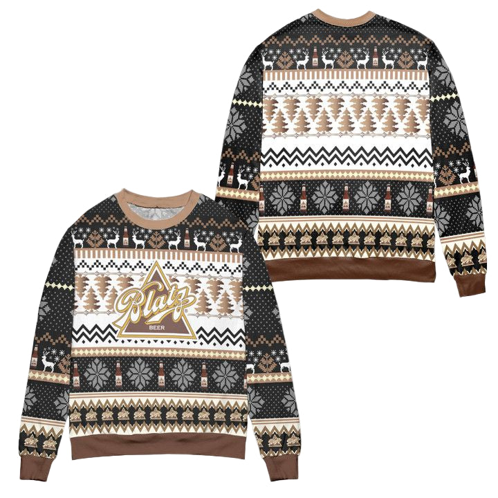Blatz Beer Logo Snowflakes Ugly Christmas Sweater ? Usalast