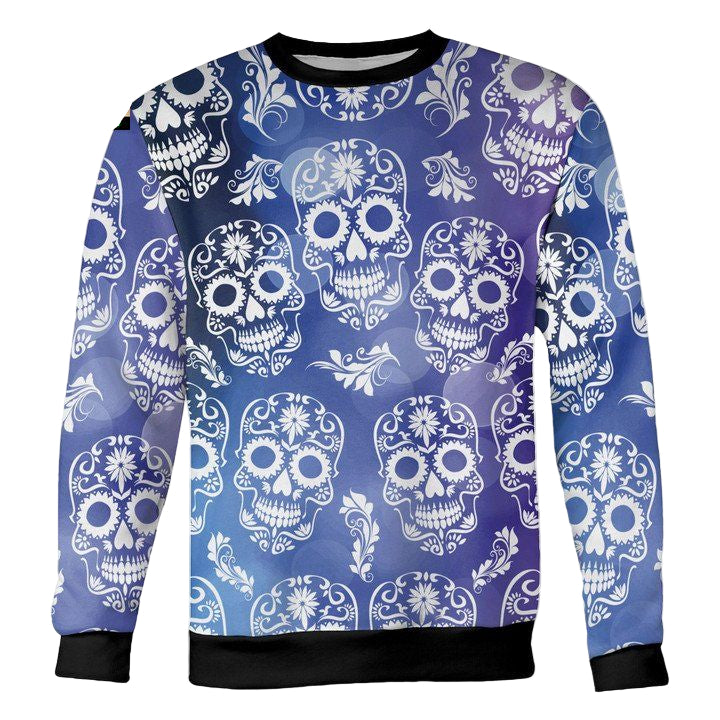 Blue And Purple Sugar Skull Sweater ? Usalast