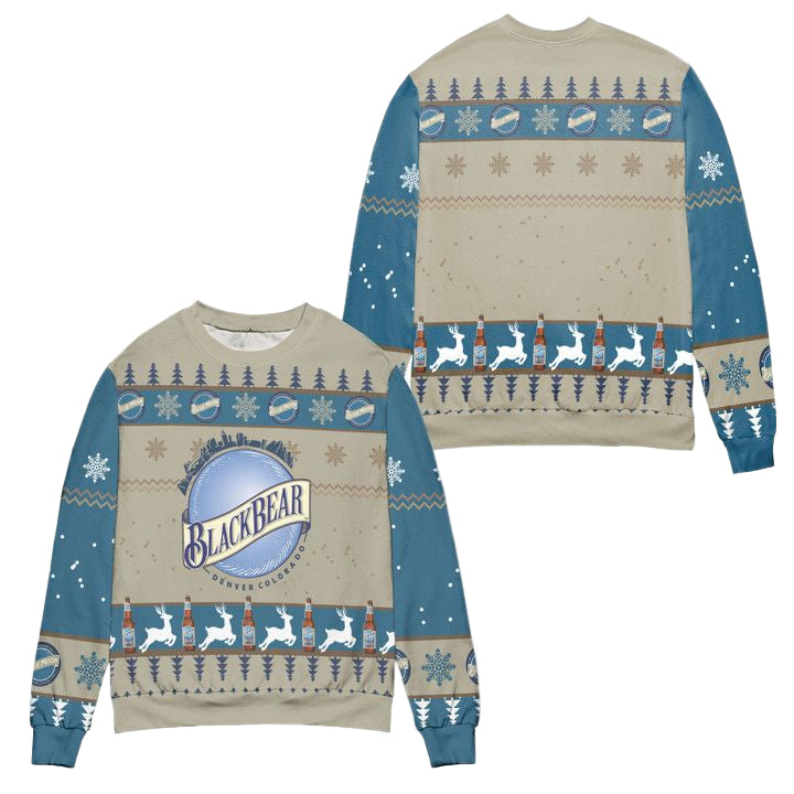 Blue Moon Brewery Reindeer Snowflake Pattern Ugly Christmas Sweater ? Blue ? Usalast