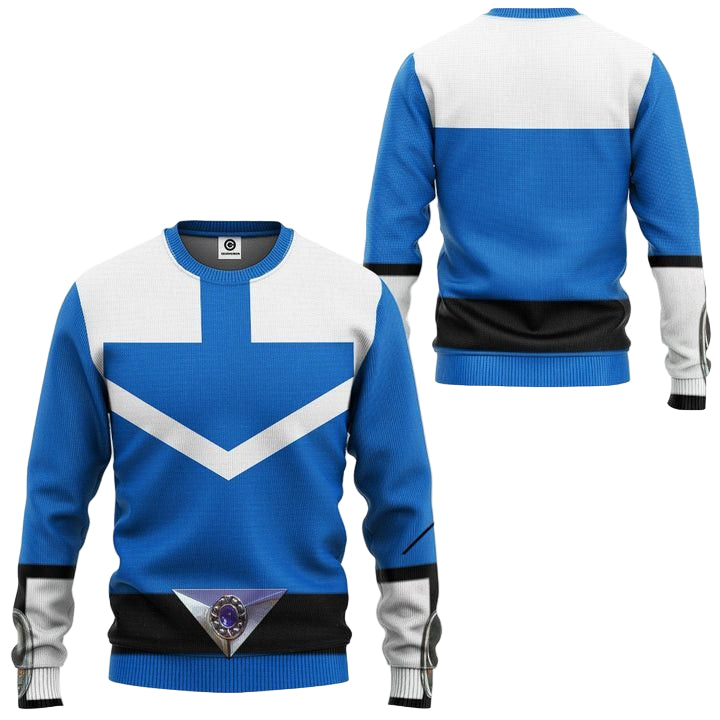 Blue Power Rangers Time Force Costume Ugly Christmas Sweater ? Usalast