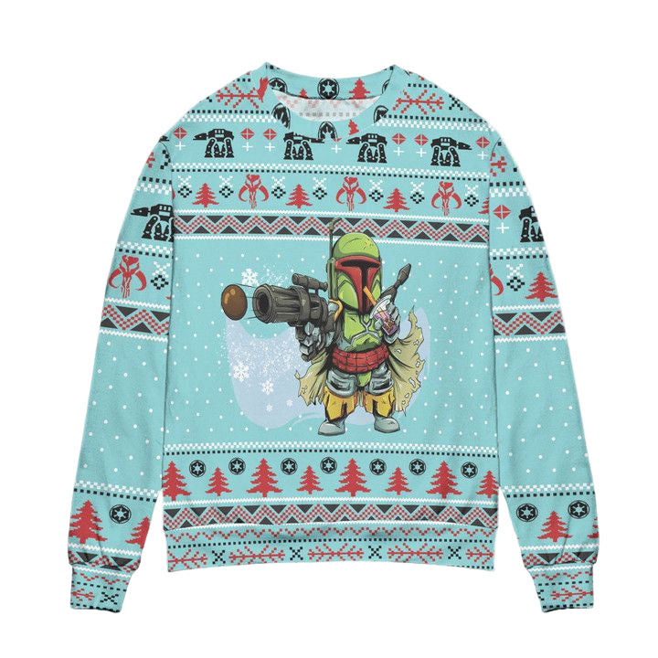 Boba Fett Star Wars Snowflake Ugly Christmas Sweater ? Blue ? Usalast