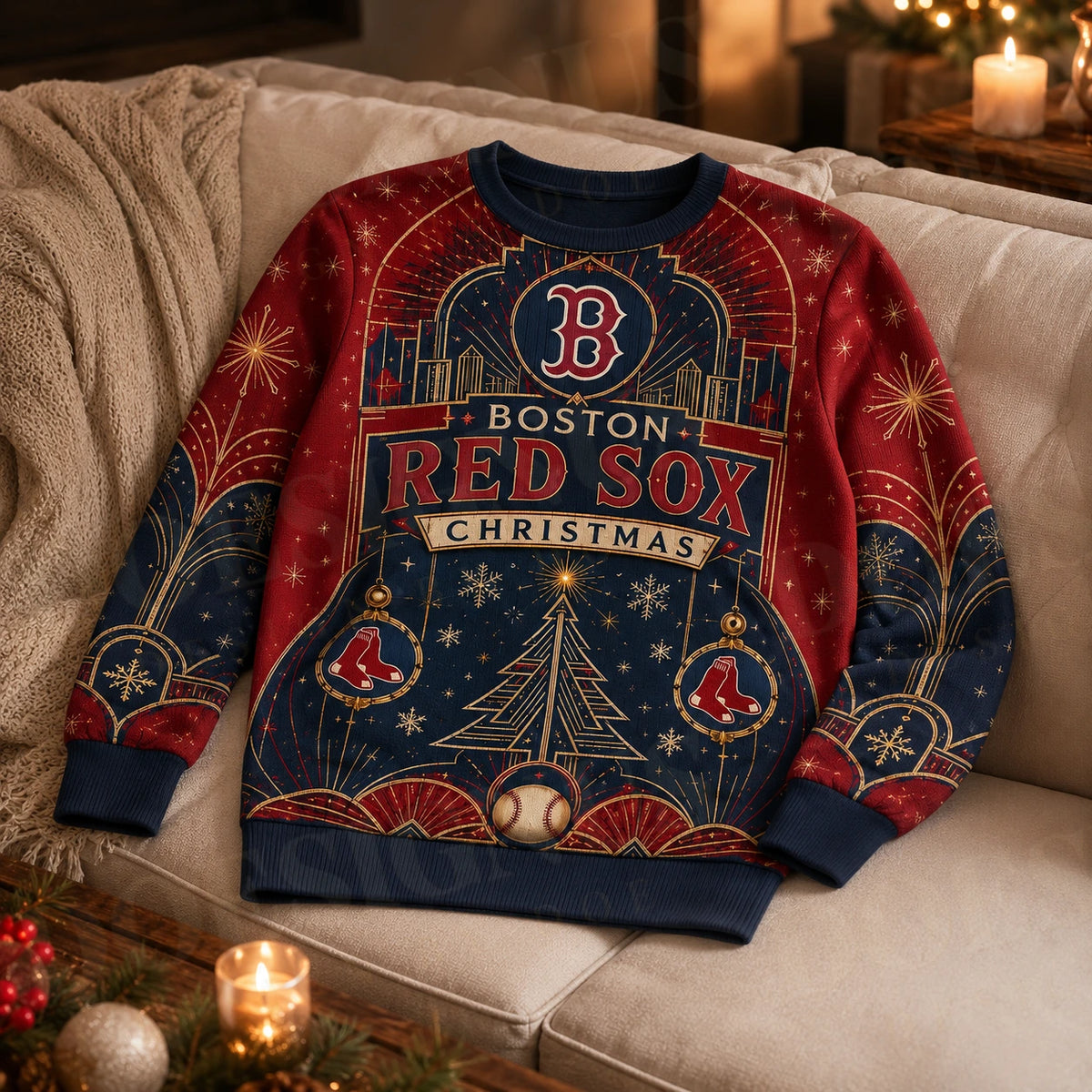 Custom Name And Number Boston Red Sox Heritage Noel Christmas Ugly Sweater 2026