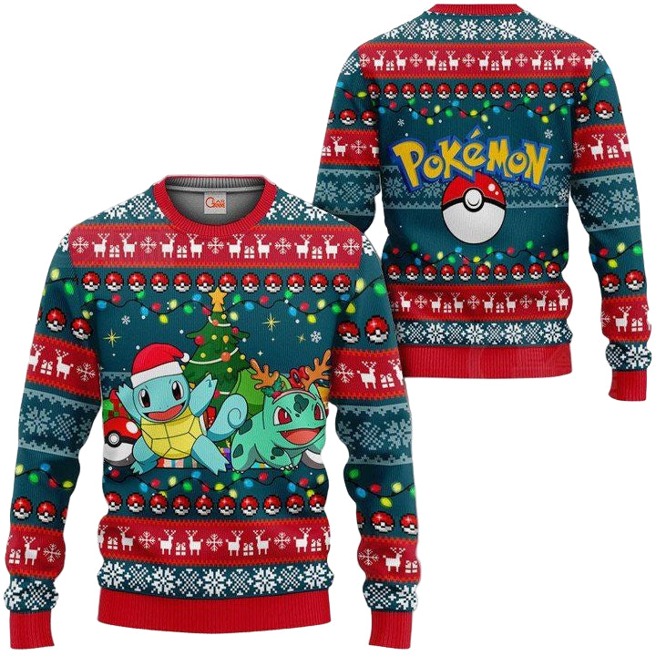 Bulbasaur And Squirtle Ugly Christmas Sweater Pokemon Xmas Gift ? Usalast
