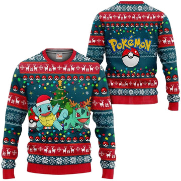 Bulbasaur And Squirtle Ugly Christmas Sweater Pokemon Xmas Gift ? Usalast