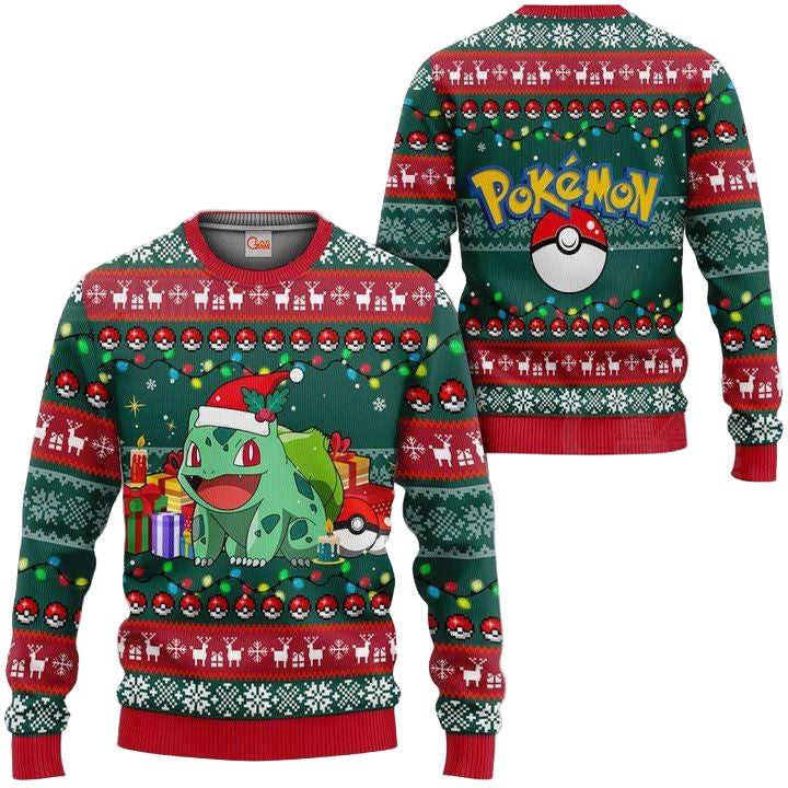 Bulbasaur Ugly Christmas Sweater Pokemon Anime Xmas Gift ? Usalast
