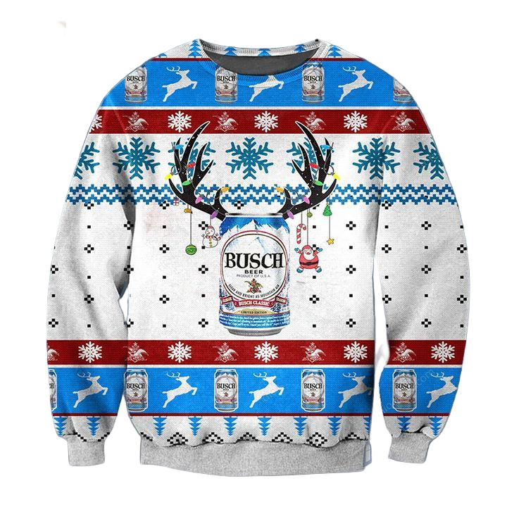 Busch Beer White Ugly Christmas Sweater 2022 ? Usalast