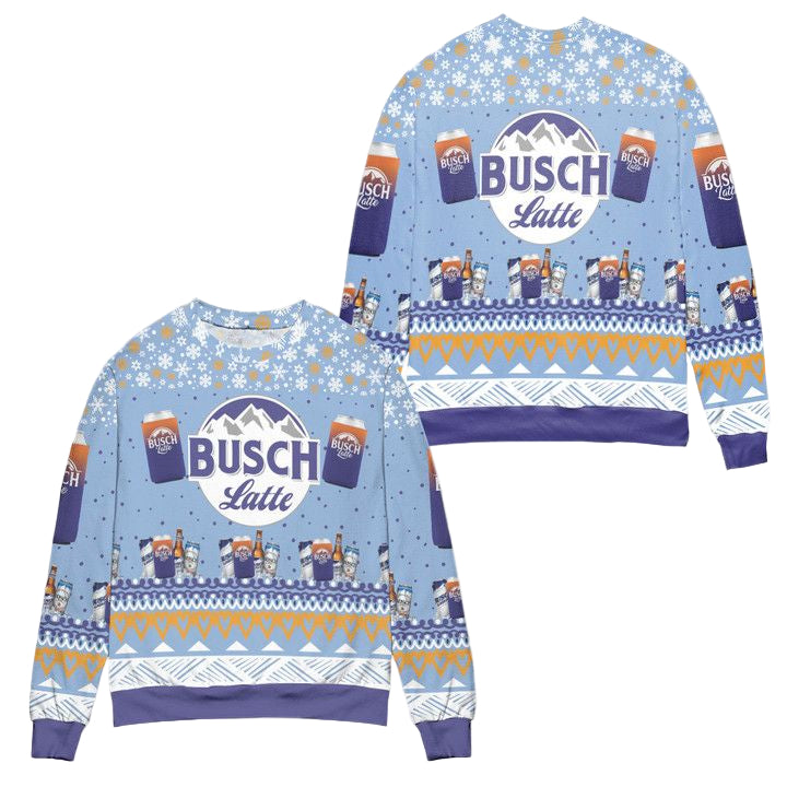 Busch Latte Logo Snowflake Pattern Ugly Christmas Sweater ? Blue ? Usalast