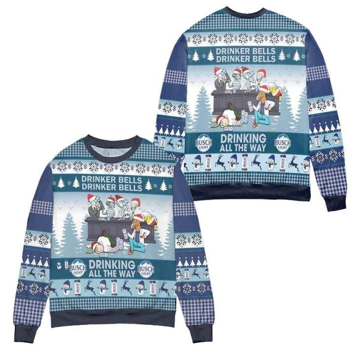 Busch Light Drinker Bell Drinker Bell Ugly Christmas Sweater ? Blue ? Usalast