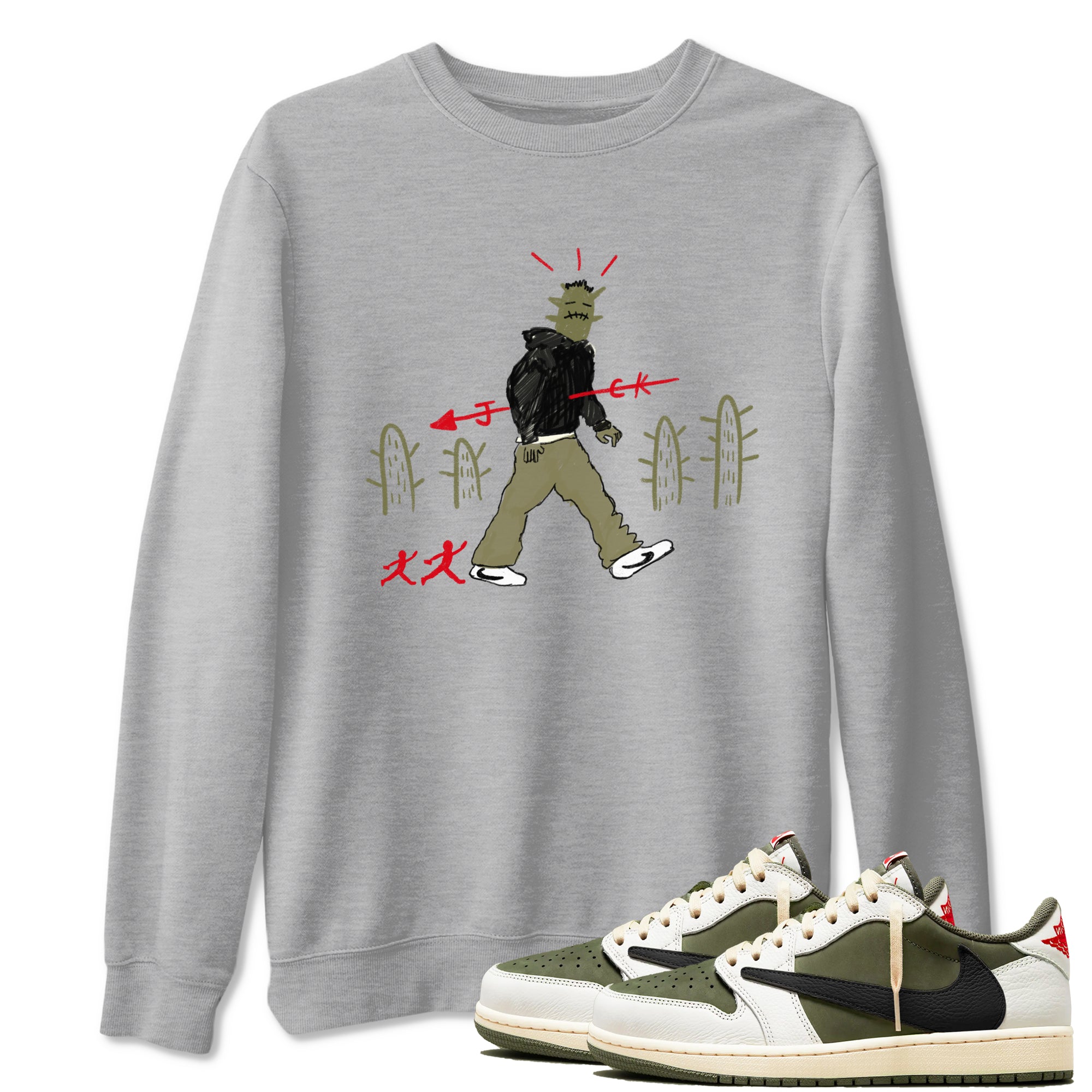 Cactus Man Sneaker Tees - Air Jordan 1 Travis Scott Medium Olive