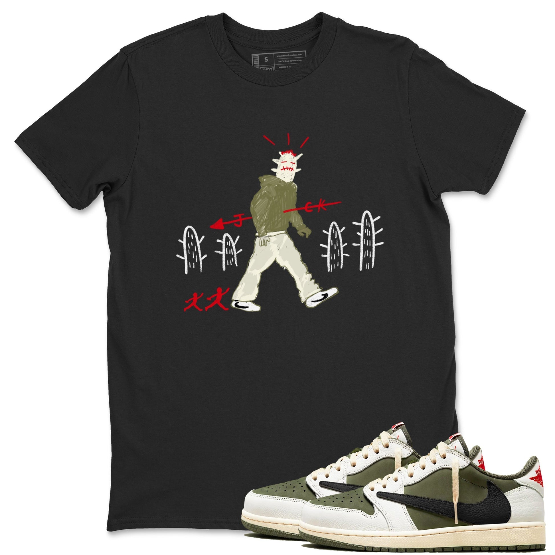 Cactus Man Sneaker Tees - Air Jordan 1 Travis Scott Medium Olive