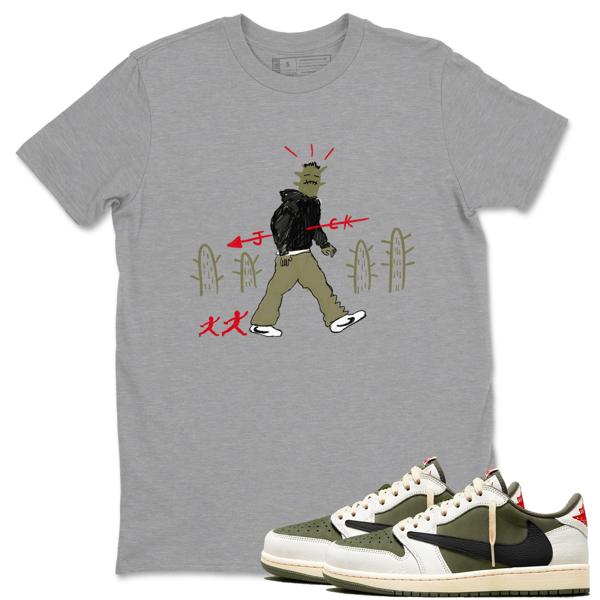 Cactus Man Sneaker Tees - Air Jordan 1 Travis Scott Medium Olive
