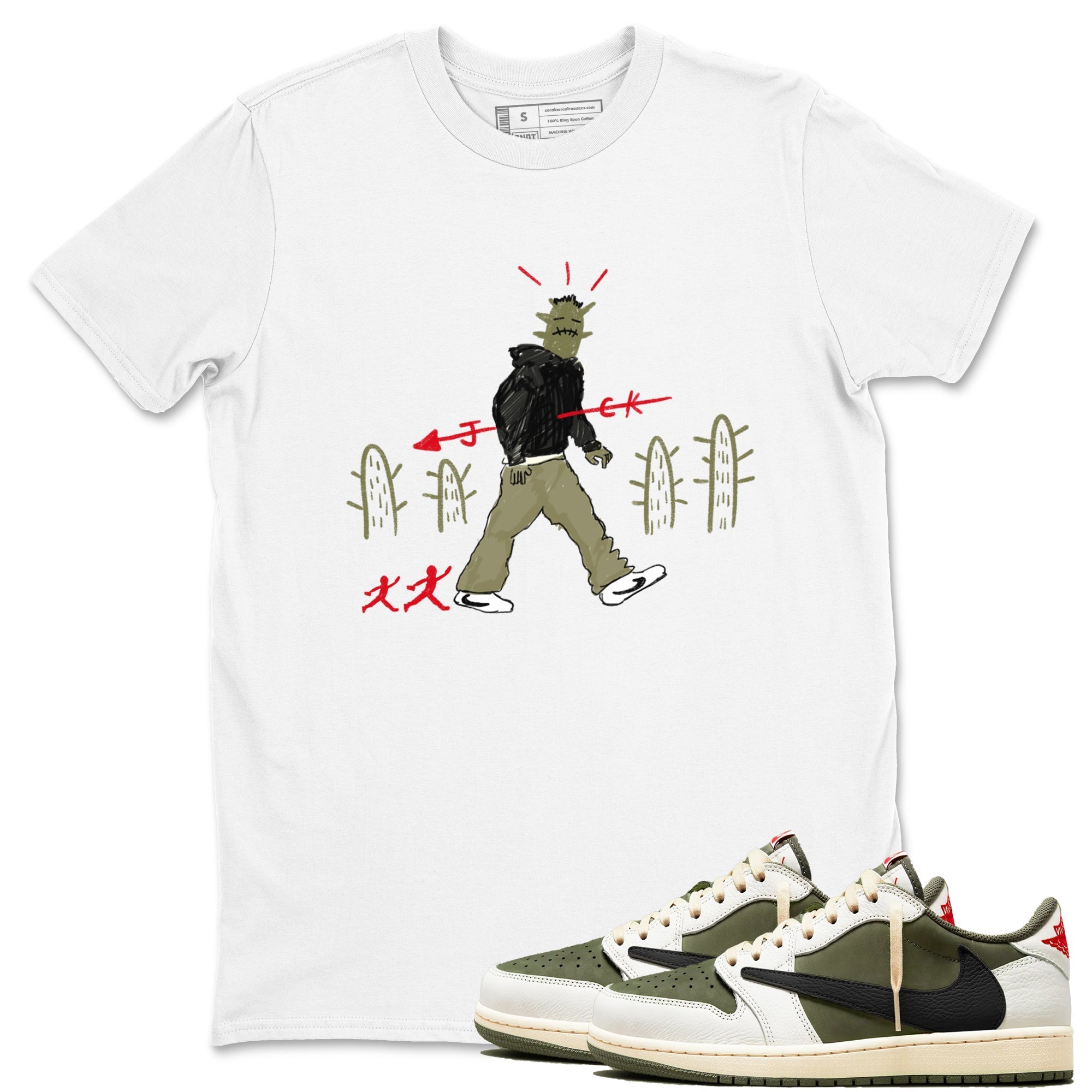 Cactus Man Sneaker Tees - Air Jordan 1 Travis Scott Medium Olive