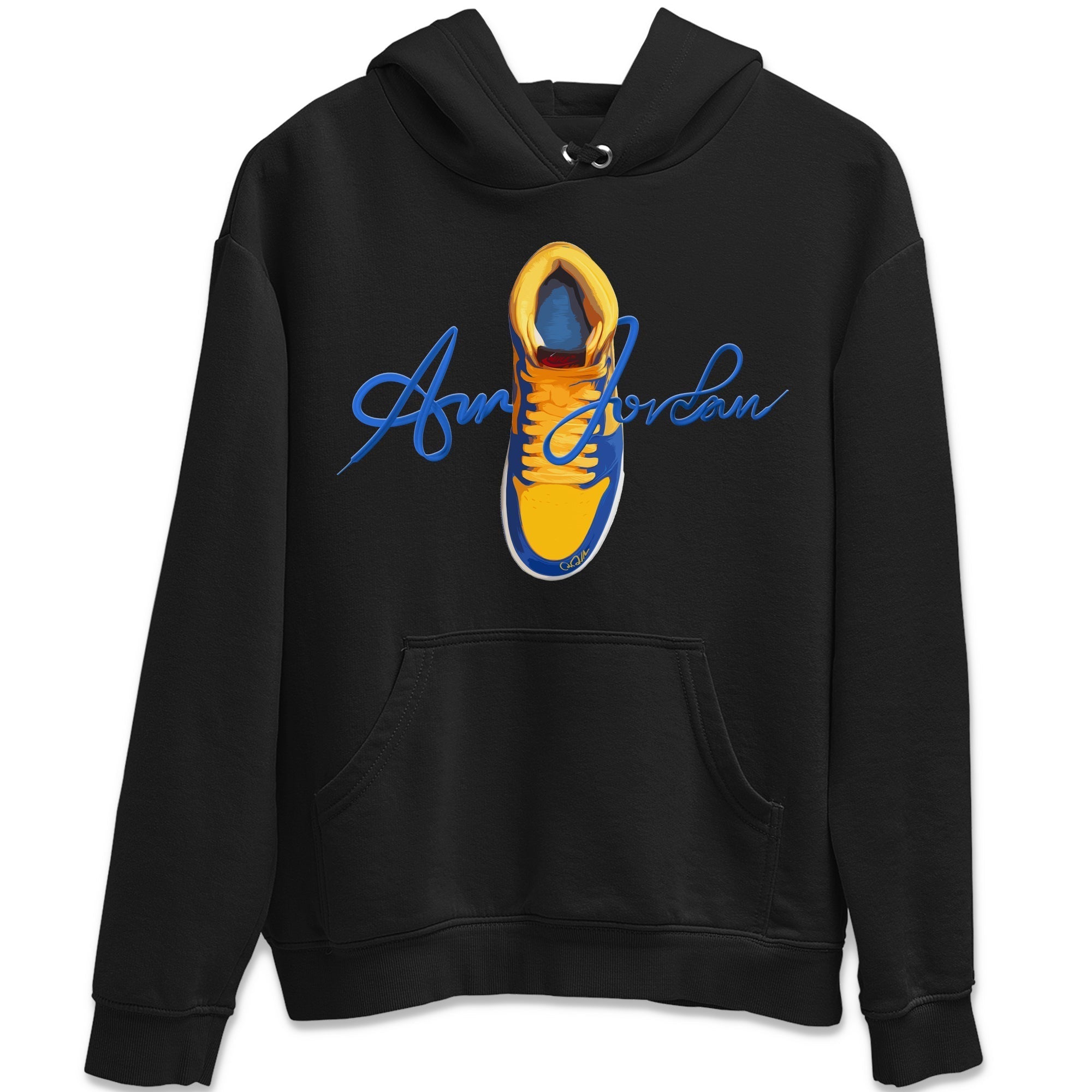 Caligraphy Shoe Lace Unisex Tops - Air Jordan 1 Game Royal Varsity Maize
