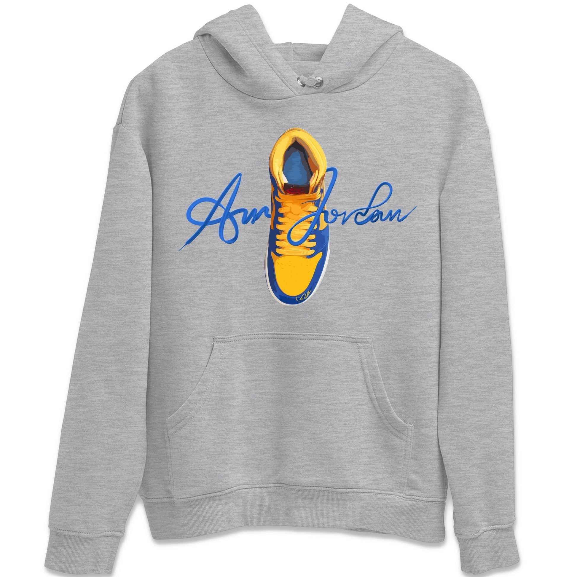 Caligraphy Shoe Lace Unisex Tops - Air Jordan 1 Game Royal Varsity Maize