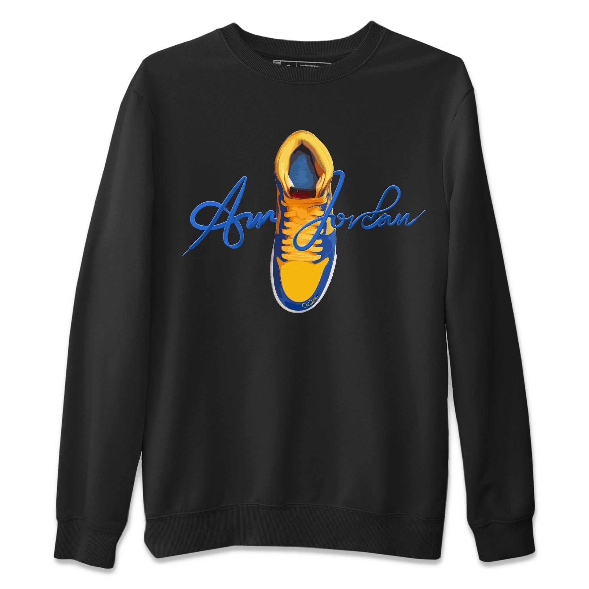 Caligraphy Shoe Lace Unisex Tops - Air Jordan 1 Game Royal Varsity Maize