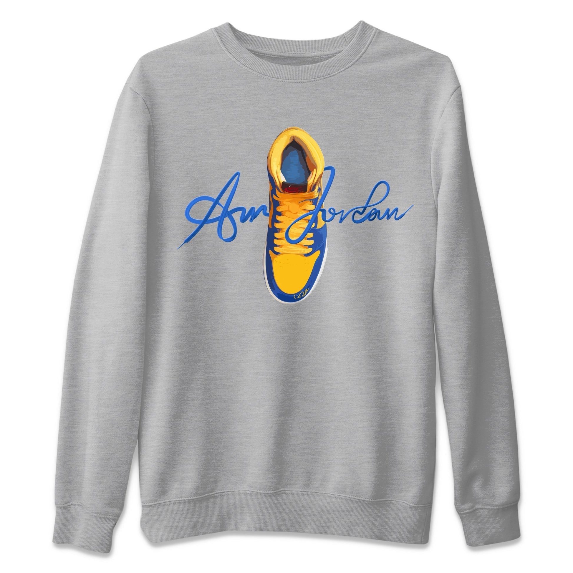Caligraphy Shoe Lace Unisex Tops - Air Jordan 1 Game Royal Varsity Maize